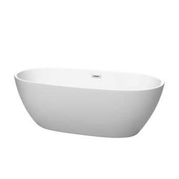 Wyndham Collection Juno 67" Freestanding Matte White Tub Polished Chrome Drain