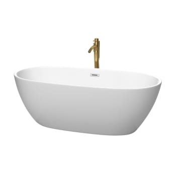 Wyndham Collection Juno 67" Freestanding Matte White Bathtub Gold Filler