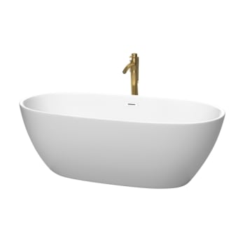 Wyndham Collection Juno 67" Freestanding Matte White Bathtub Shiny White Trim