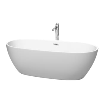 Image for Wyndham Collection Juno 71" Freestanding Matte White Bathtub Polished Chrome from HD Supply