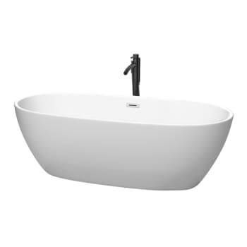 Wyndham Collection Juno 71" Freestanding Matte White Bathtub Black Filler