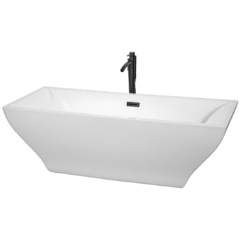 Wyndham Collection Maryam 71" Bathtub Black Tub Filler Drain And Overflow Trim