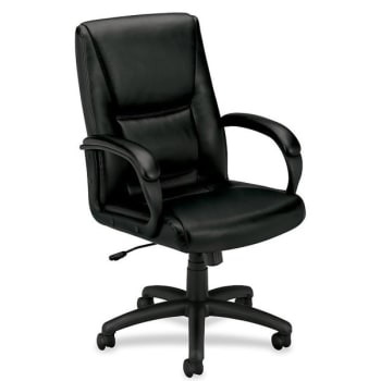Basyx By Hon VL161 Black Executive Leather Mid-Back Chair