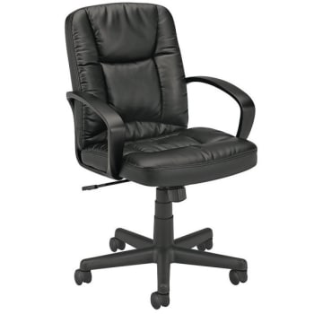 Basyx By Hon Black Executive Pneumatic Mid-Back Leather Chair