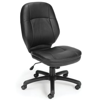 OFM Stimulus Series Black/Silver Leatherette Mid-Back Chair