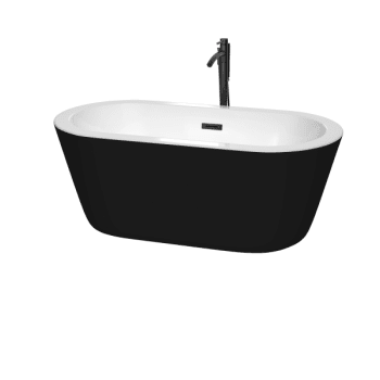 Image for Wyndham Collection Mermaid 60" Freestanding Black Bathtub Black Tub Filler Drain from HD Supply