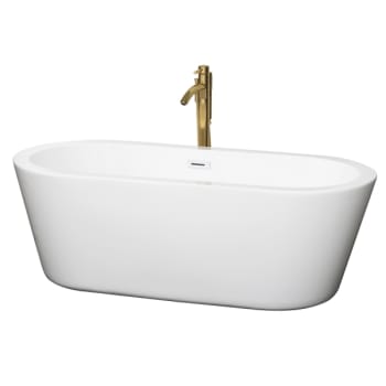 Image for Wyndham Collection Mermaid 67" Bathtub Shiny White Trim And Gold Tub Filler from HD Supply