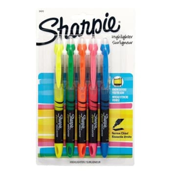 Image for Sharpie® 5-Color Micro Chisel Tip Pen Style Liquid Highlighter, Package Of 5 from HD Supply