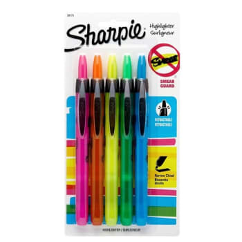 Sharpie® Accent® Assorted Fluorescent Chisel Tip Retractable Highlighter, (5-Pack)