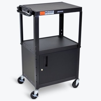 Image for Luxor Adjustable Height 24" Steel A/v Cart With Cabinet In Black from HD Supply
