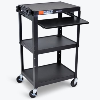 Image for Luxor Adjustable Height 24" Steel A/v Cart With Pullout Tray In Black from HD Supply