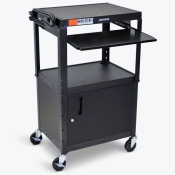 Image for Luxor Adjustable Height 24" A/v Cart With Cabinet And Pullout Shelf In Black from HD Supply