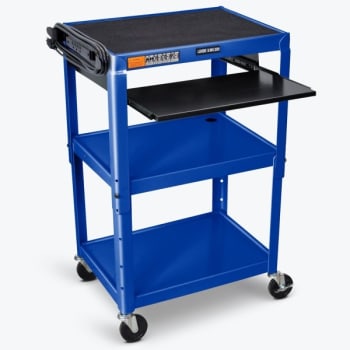 Image for Luxor Adjustable Height 24" Steel A/v Cart With Pullout Tray In Blue from HD Supply