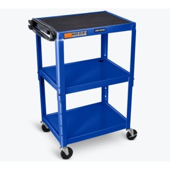 Image for Luxor Adjustable Height 24" Steel A/v Cart With 3 Shelves In Blue from HD Supply