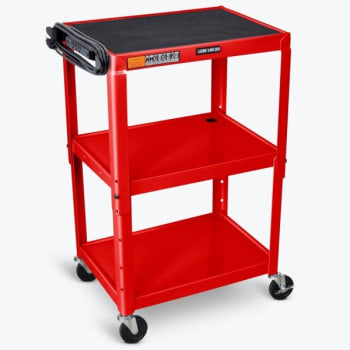 Image for Luxor Adjustable Height 24" Steel A/v Cart With 3 Shelves In Red from HD Supply