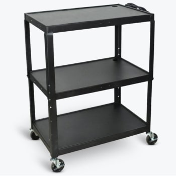 Image for Luxor Extra Large Adjustable Height 32" Steel A/v Cart With 3 Shelves In Black from HD Supply