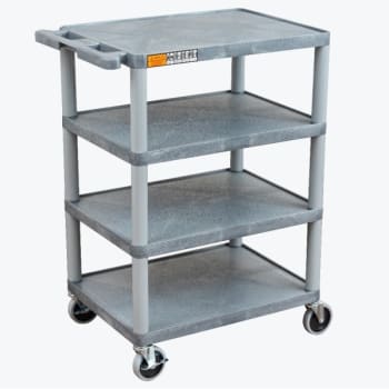 Image for Luxor 18" X 24" 4-Flat Shelf Structural Foam Plastic Cart In Gray from HD Supply