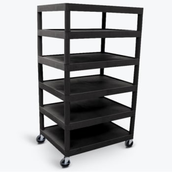 Image for Luxor 18" X 35" 6-Flat Shelf Structural Foam Plastic Cart In Black from HD Supply