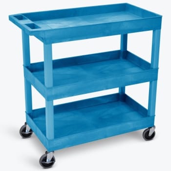 Image for Luxor 18" X 35" 3-Tub Shelf Utility Cart In Blue from HD Supply
