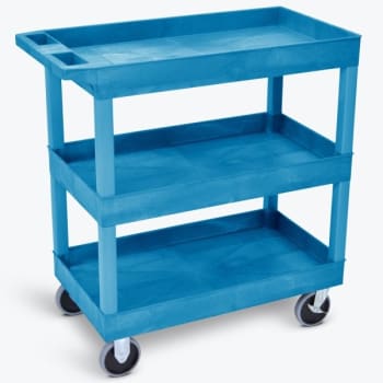 Image for Luxor 18" X 35" 3-Tub Shelf Heavy Duty Utility Cart In Blue from HD Supply