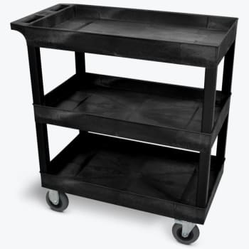 Image for Luxor 18" X 35" 3-Tub Shelf Utility Cart With 5" Semi-Pneumatic Casters In Black from HD Supply