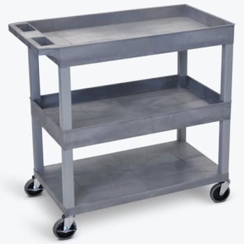 Image for Luxor 18" X 35" 2-Tub / 1-Flat Shelf Utility Cart In Gray from HD Supply