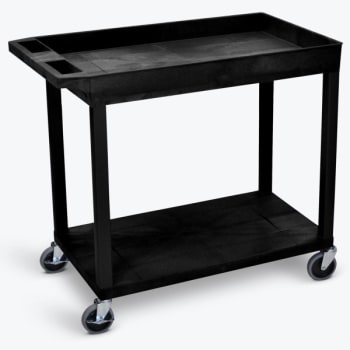 Image for Luxor 18" X 35" 1-Tub / 2-Flat Shelf Hd Utility Cart In Black from HD Supply