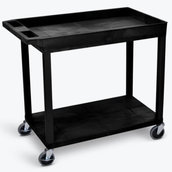 Luxor 18" X 35" 1-Tub / 1-Flat Shelf Utility Cart With 4" Casters In Black