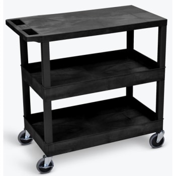 Image for Luxor 18" X 35" 2-Tub / 1-Flat Shelf Utility Cart In Black from HD Supply