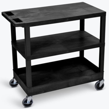 Image for Luxor 18" X 35" 1-Tub / 2-Flat Shelf Utility Cart In Black from HD Supply