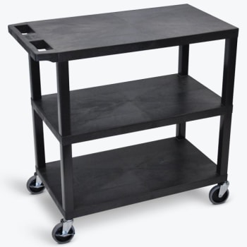 Image for Luxor 18" X 35" 3-Flat Shelf Utility Cart In Black from HD Supply