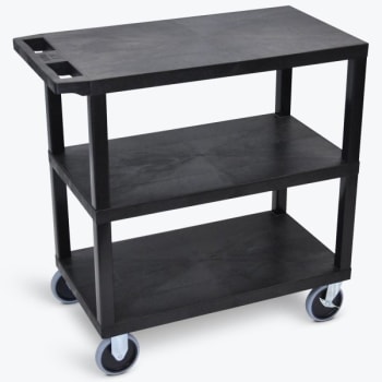 Image for Luxor 18" X 35" 3-Flat Shelf Heavy Duty Utility Cart In Black from HD Supply