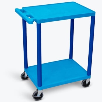 Image for Luxor 18" X 24" 2-Flat Shelf Structural Foam Plastic Utility Cart In Blue from HD Supply