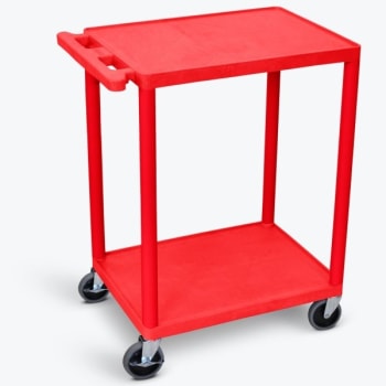 Luxor 18" X 24" 2-Flat Shelf Structural Foam Plastic Utility Cart In Red
