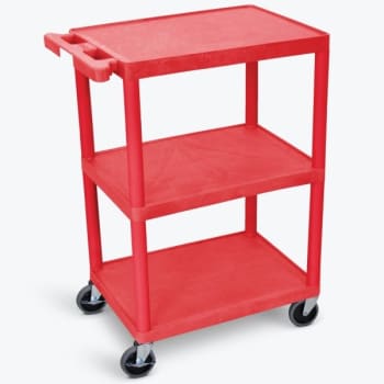 Image for Luxor 18" X 24" 3-Flat Shelf Structural Foam Plastic Utility Cart In Red from HD Supply