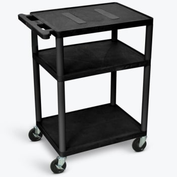 Image for Luxor 18" X 24" 3-Flat Shelf A/v Cart In Black from HD Supply