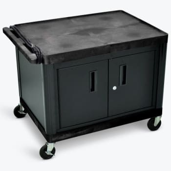 Image for Luxor 24" X 32" 2-Flat Shelf A/v Cart With Cabinet In Black, Electric from HD Supply