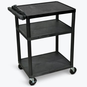 Image for Luxor 18" X 24" 3-Flat Shelf Electric A/v Cart In Black from HD Supply