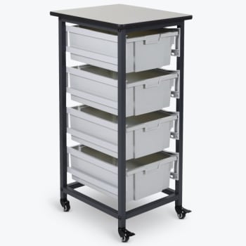 Image for Luxor 17" X 20" Mobile Bin Storage Cart, Single Row With Gray Bins, Black Frame from HD Supply