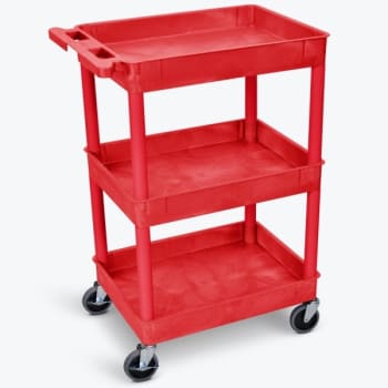 Image for Luxor 18" X 24" 3-Tub Shelf Utility Cart In Red from HD Supply