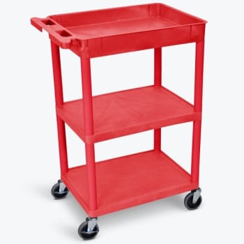 Image for Luxor 18" X 24" 1-Tub / 2-Flat Shelf Utility Cart In Red from HD Supply