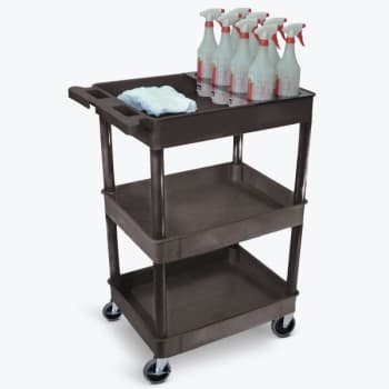 Image for Luxor 18" X 24" 3-Tub Shelf Utility Cart With Bottle Holder In Black from HD Supply