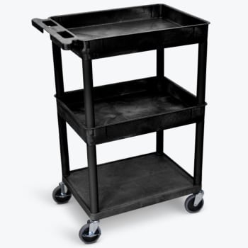 Image for Luxor 18" X 24" 2-Tub / 1-Flat Shelf Utility Cart, Black from HD Supply