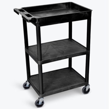 Image for Luxor 18" X 24" 1-Tub / 2-Flat Shelf Utility Cart In Black from HD Supply
