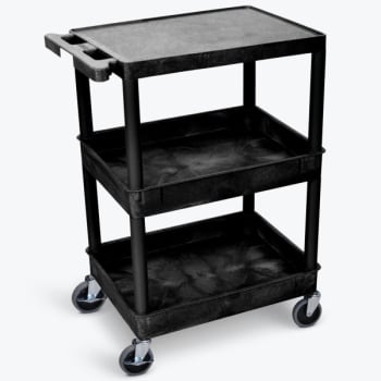 Image for Luxor 18" X 24" 2-Tub / 1-Flat Shelf Utility Cart In Black from HD Supply