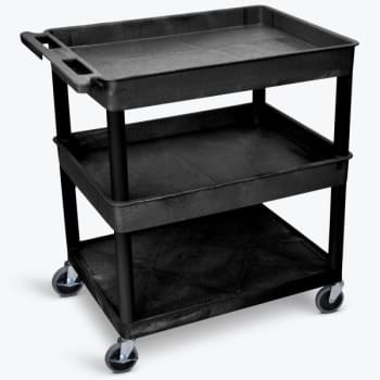 Image for Luxor 24" X 32" 2-Tub / 1-Flat Shelf Utility Cart In Black from HD Supply