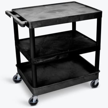 Image for Luxor 24" X 32" 1-Tub / 2-Flat Shelf Utility Cart In Black from HD Supply