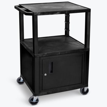 Image for Luxor 18" X 24" 3-Flat Shelf A/v Cart With Locking Cabinet In Black, Electric from HD Supply