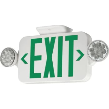 Image for Hubbell® LED Combination Exit/Emergency Fixture, Green, Damp Location Listed from HD Supply