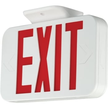 Hubbell® LED Red Exit Sign, NiCad Battery, White Housing, Damp Location Listed